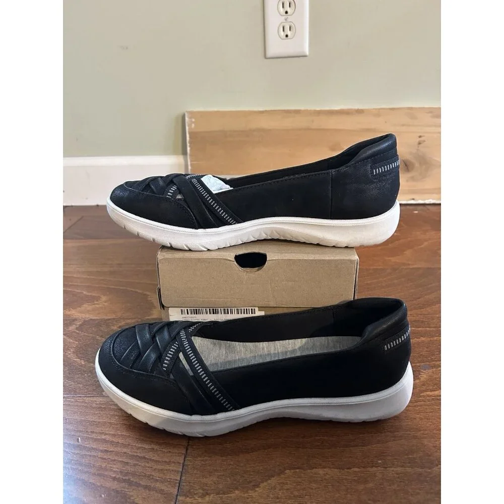 Clark’s‎ Cloudsteppers Adella Poppy Shoes NEW Size 9.5 N Black Flats Comfort